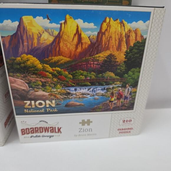 Lot Of 2 Puzzles Zion National Park, Arches Park 210 Pieces By Boardwalk + Cards - Picture 3 of 6